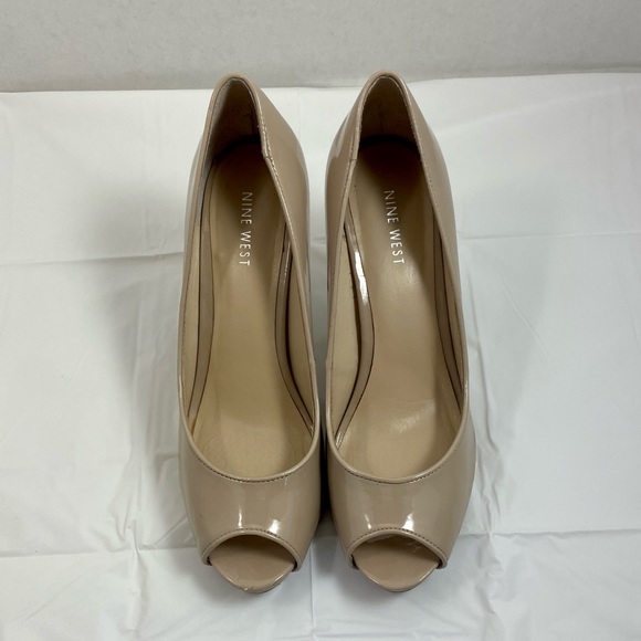 Nine West beige peep toe heels - Picture 3 of 6